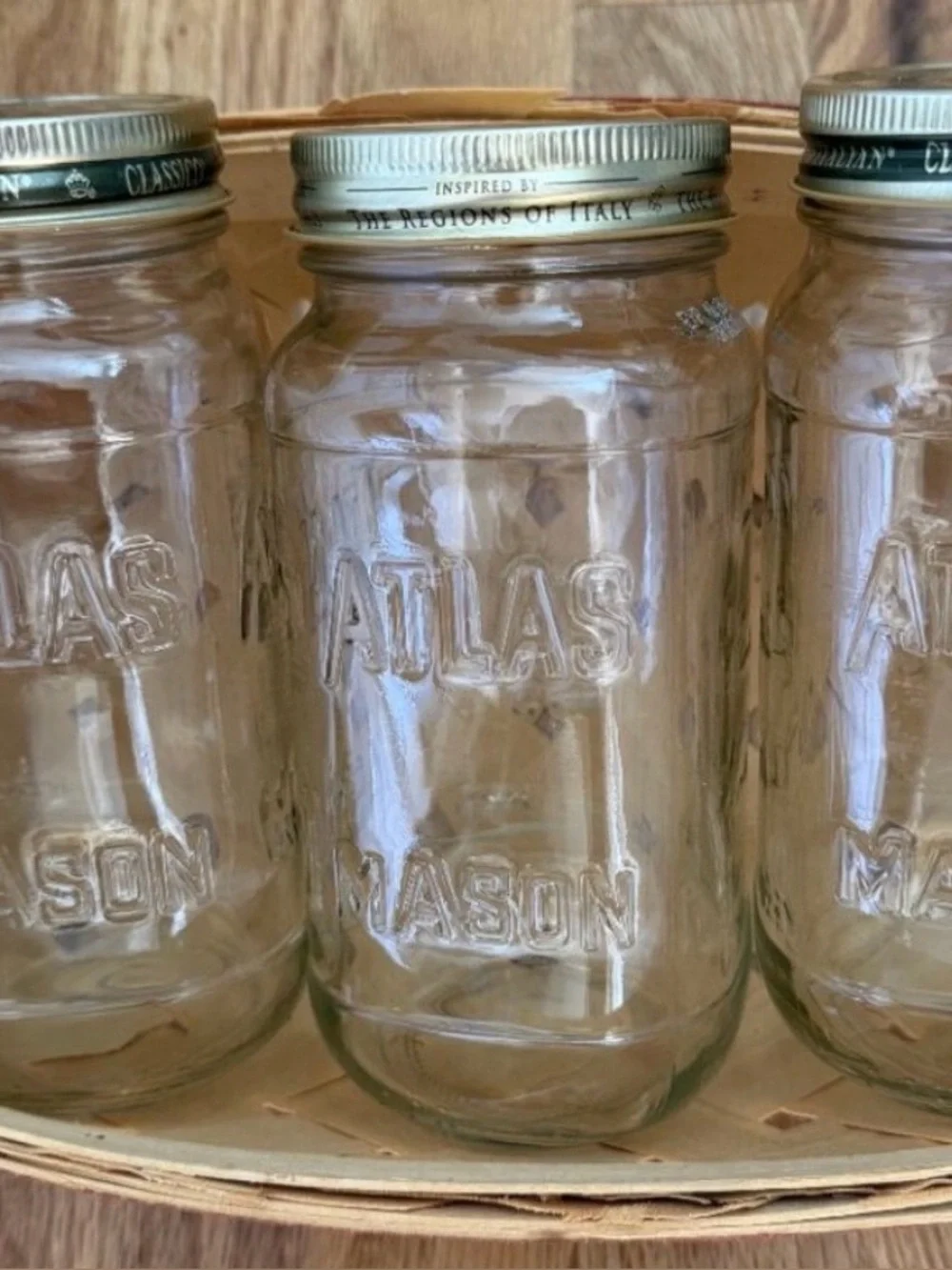 Rustic Primitive Farmhouse Red Ribbon Basket w/ Mason Jars Like New Final Sale